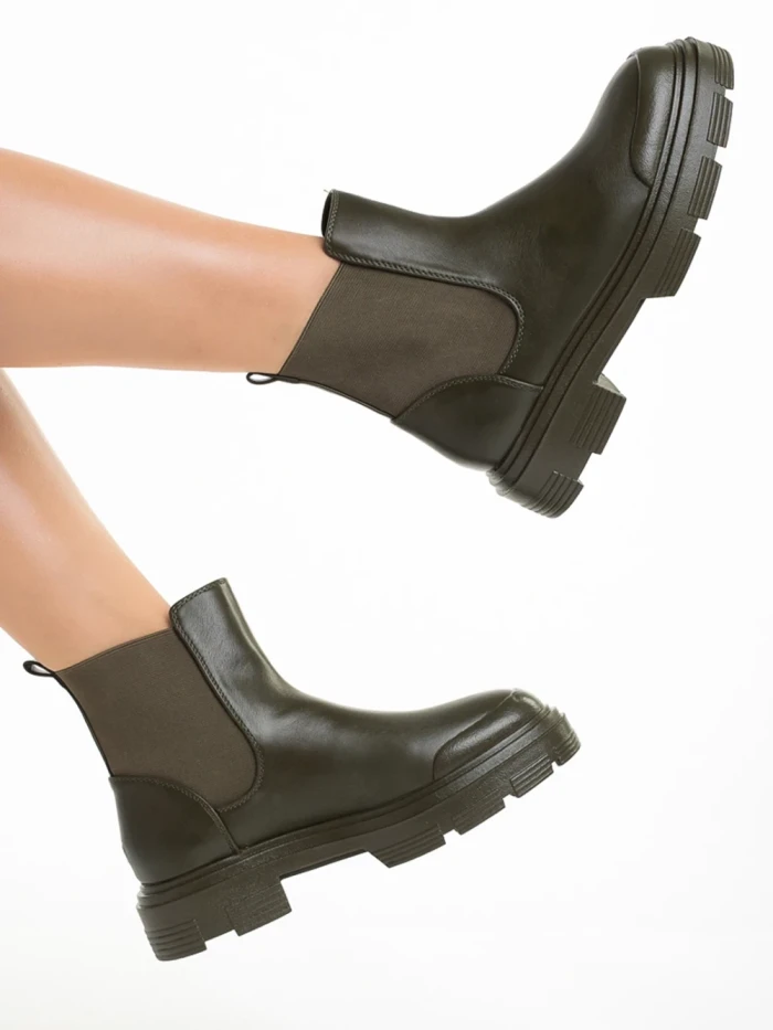 Botine dama verzi din piele ecologica Amorina