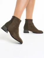 Botine dama verzi din piele ecologica si piele intoarsa Angeline