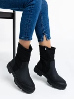 Cizme dama negre din piele ecologica si material textil Nermina