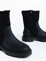 Cizme dama negre din piele ecologica si material textil Nermina
