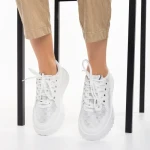 Pantofi sport dama albi din piele ecologica si material textil Meriz