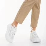 Pantofi sport dama albi din piele ecologica si material textil Meriz