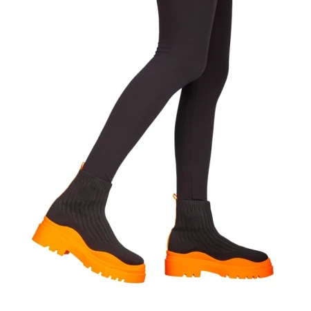 Pantofi sport dama Triza negre cu portocaliu