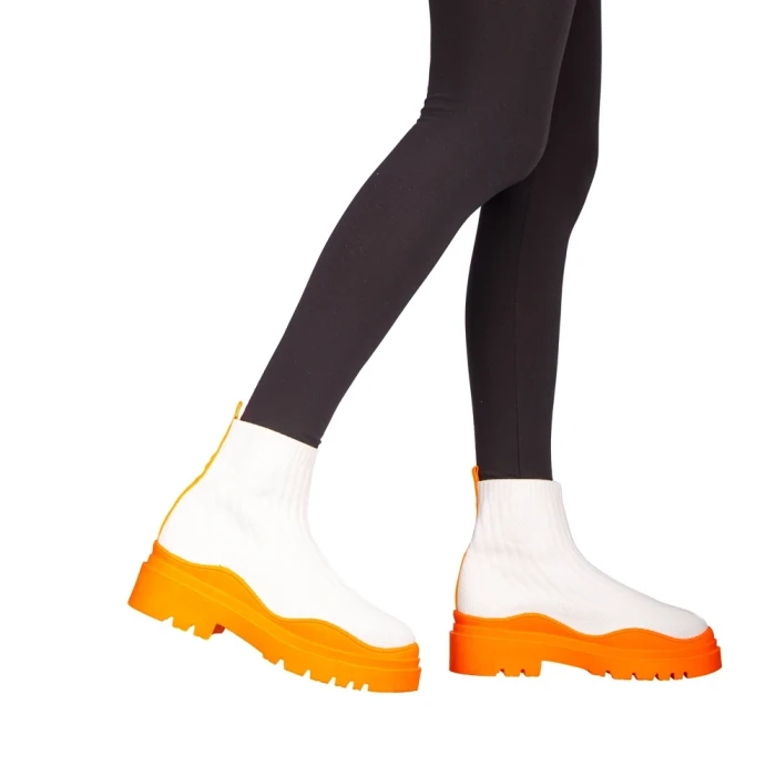 Pantofi sport dama Triza albe cu portocaliu