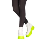 Pantofi sport dama Triza albe cu galben fosforescent