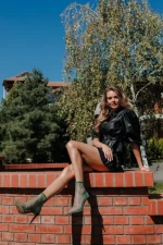 Botine dama verzi din material textil Oleta