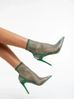 Botine dama verzi din material textil Oleta