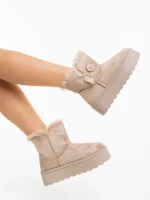 Cizme dama bej din material textil Andara