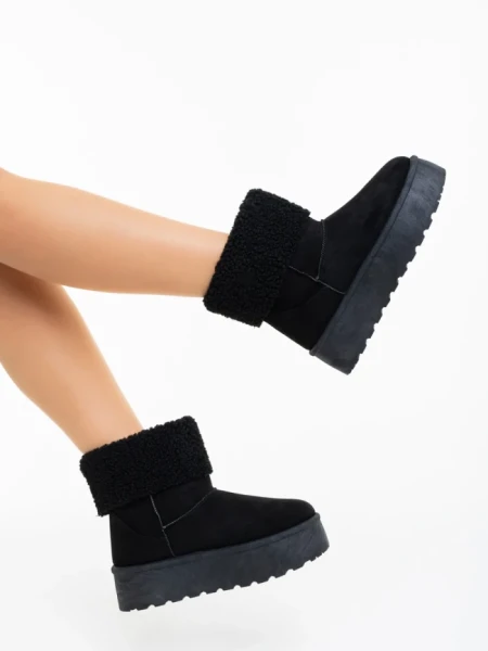Cizme dama negre din material textil Deraza
