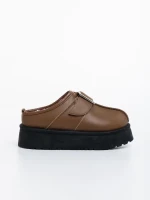 Papuci dama khaki din piele ecologica Aulii