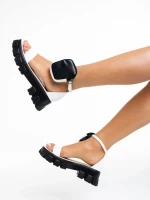 Sandale dama albe din piele ecologica Elantra
