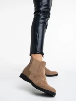 Botine dama bej din material textil Dominika