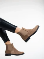 Botine dama bej din material textil Dominika