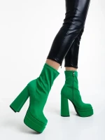 Botine dama verzi din material textil Montana