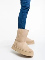 Cizme dama bej din material textil Peigi