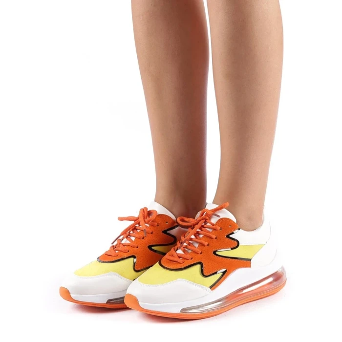 Pantofi sport dama Sadal alb cu galben