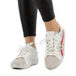 Pantofi sport dama Seran albi cu argintiu