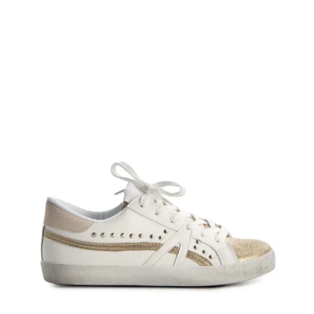Pantofi sport dama Seran albi cu auriu