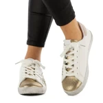 Pantofi sport dama Seran albi cu auriu