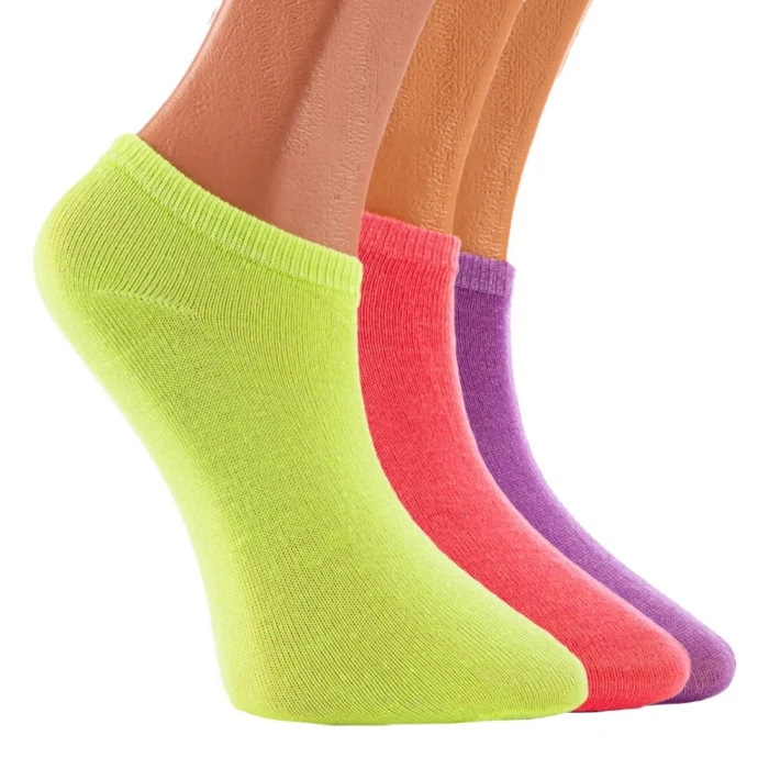 Set 3 perechi sosete copii Fucsia Mov Verde deschis