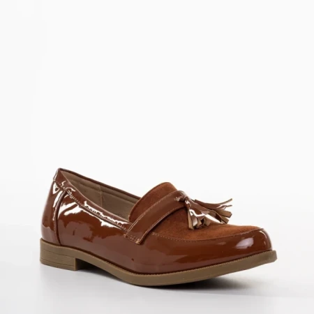 Mocasini dama camel din piele ecologica Simy