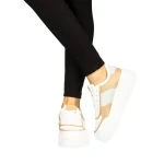 Pantofi sport dama Biona albi cu camel