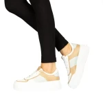 Pantofi sport dama Biona albi cu camel