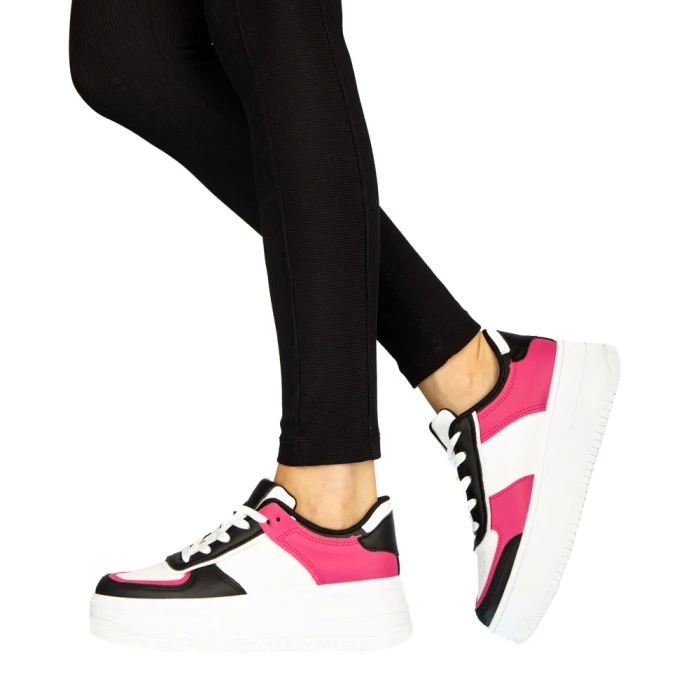 Pantofi sport dama Biona albi cu roz