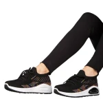 Pantofi sport dama negru cu alb din material textil Ikel