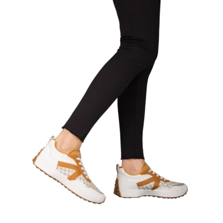Pantofi sport dama albi din piele ecologica Mirafa