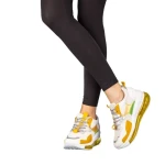 Pantofi sport dama galbeni din piele ecologica si material textil Tursa