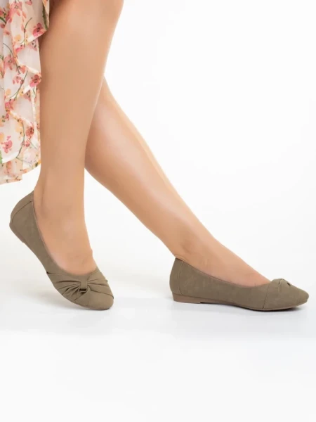 Balerini dama khaki din piele ecologica Lerina