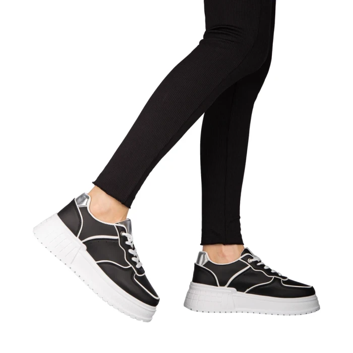 Pantofi sport dama negri din piele ecologica Orozo