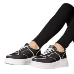 Pantofi sport dama negri din piele ecologica Orozo