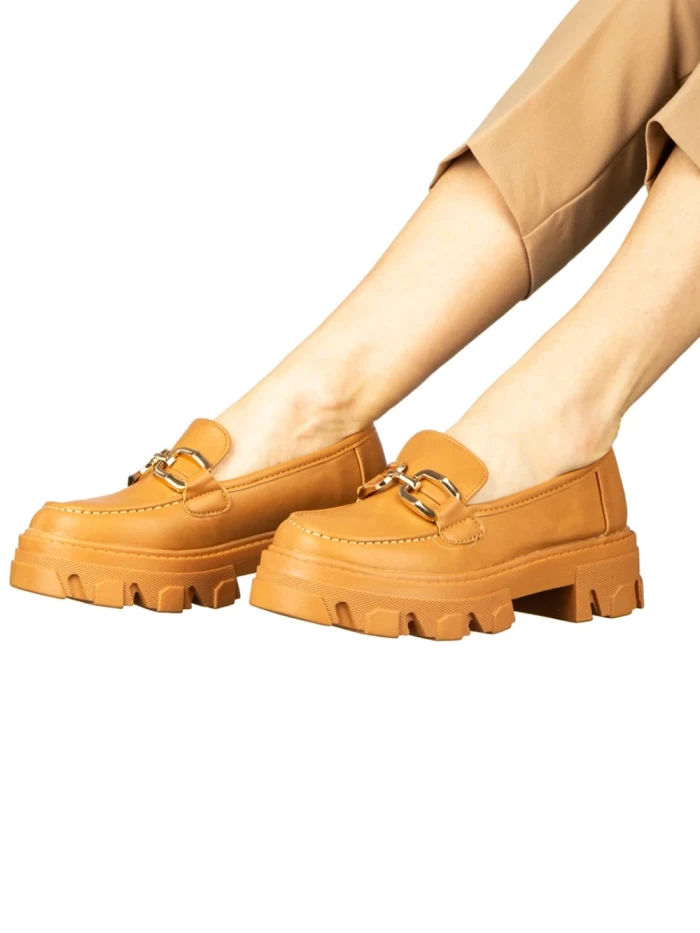 Mocasini dama camel din piele ecologica Mantiq