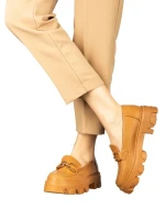 Mocasini dama camel din piele ecologica Mantiq