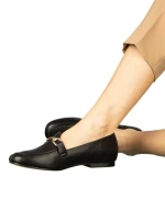 Mocasini dama negri din piele ecologica Dineb