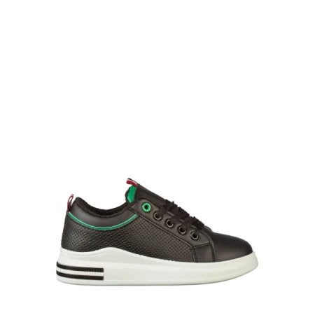 Pantofi sport copii negri din piele ecologica Floren