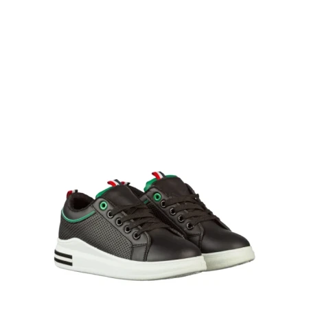 Pantofi sport copii negri din piele ecologica Floren