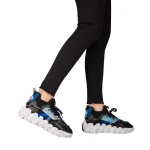 Pantofi sport dama negri din piele ecologica si material textil Gingero