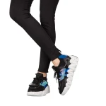 Pantofi sport dama negri din piele ecologica si material textil Gingero