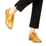 Pantofi dama casual fara toc din piele ecologica camel Bergo