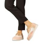 Pantofi dama casual fara toc din piele ecologica roz Darme