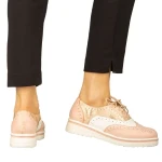 Pantofi dama casual fara toc din piele ecologica roz Darme