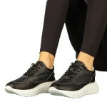 Pantofi dama casual fara toc din piele naturala negri Zevoma