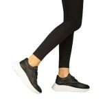 Pantofi dama casual fara toc din piele naturala negri Zevoma