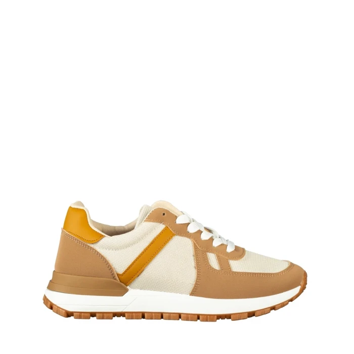 Pantofi sport barbati camel din piele ecologica si material textil Redal