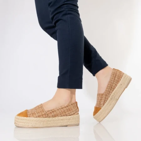 Espadrile dama camel din material textil Vienna