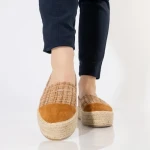 Espadrile dama camel din material textil Vienna