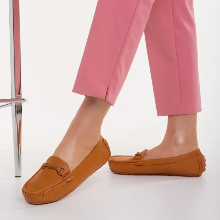 Mocasini dama camel din piele ecologica Ariella